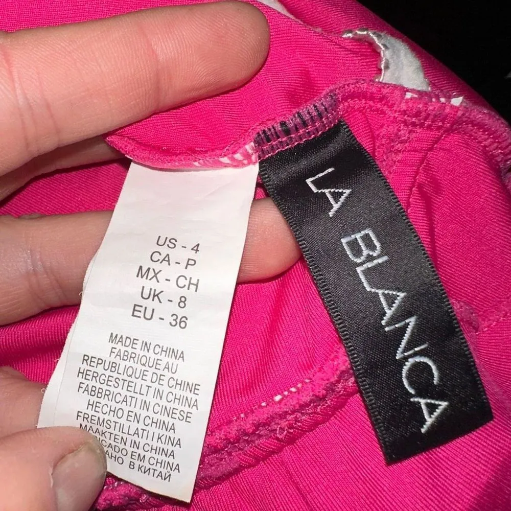 La Blanca hot pink scalloped modest barbiecore tankini swim top - Image 3