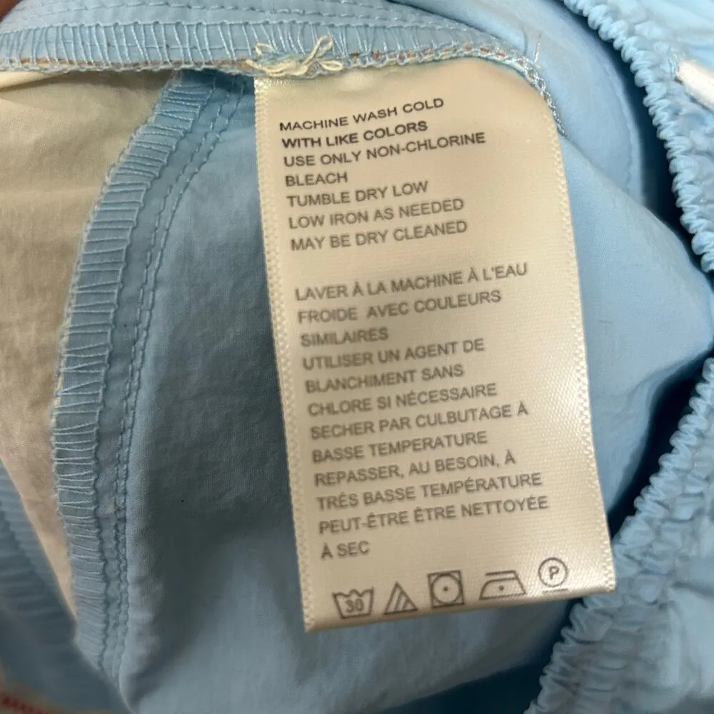 NEW BDG Adrienne Nylon Color Block Wide Leg Track Pants XS Blue Tan White - Image 7