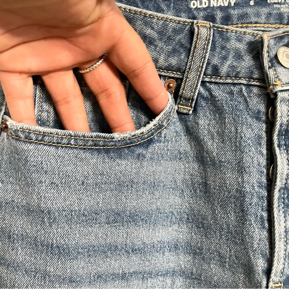 Old Navy Womens Jeans Denim Blue High Rise Curvy OG Loose Slit Ankle Size 6 - Image 5