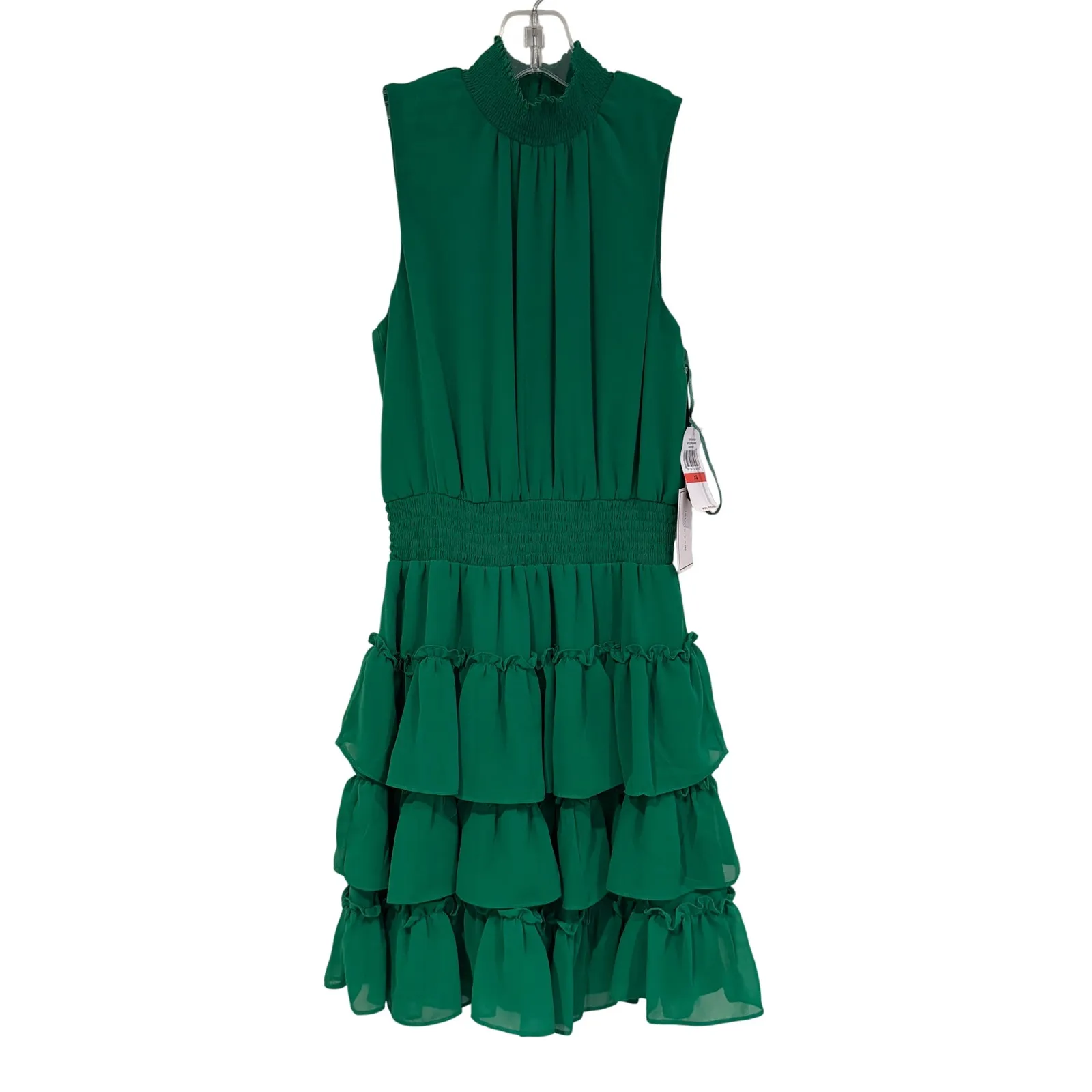 1.‎ STATE Tiered Ruffle Sleeveless Mini Dress Women's XS Green Dainty Feminine - Image 3