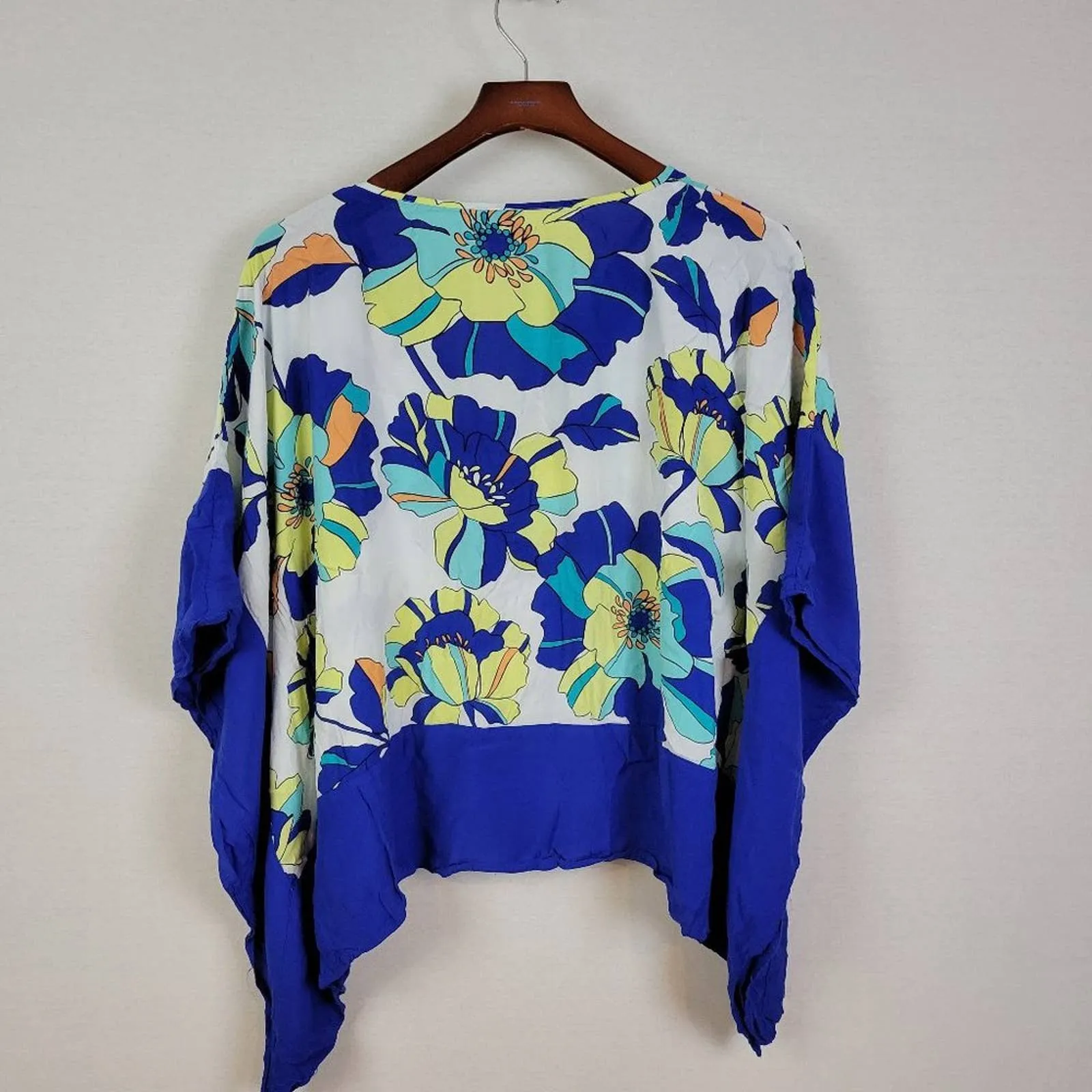Stylus Womens Top Size M Wide Sleeve Blue Floral‎ Print Crepe Blouse Size M - Image 2