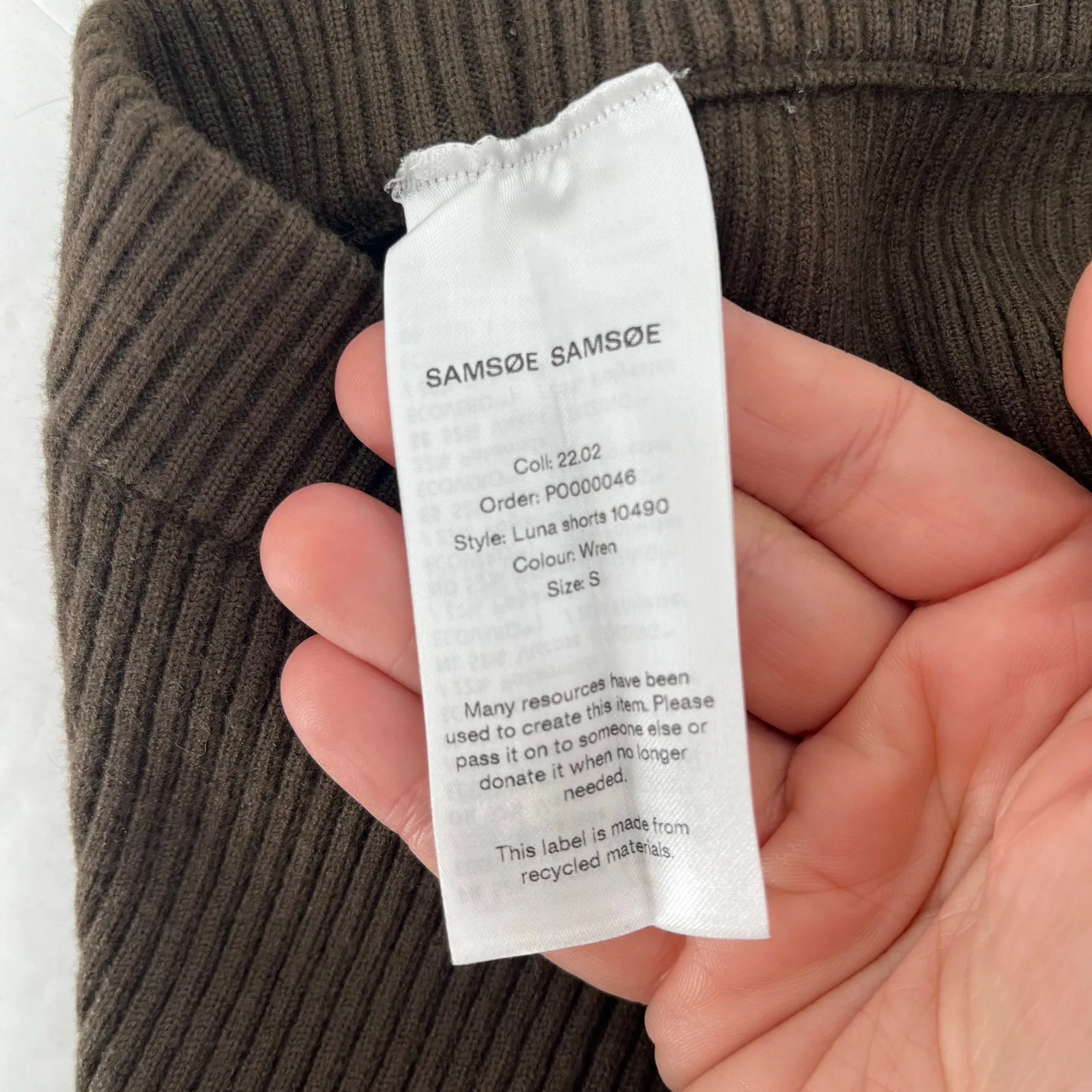 Samsoe Samsoe Ribbed Luna Biker Women's Shorts Brown Wren Size Small - Image 5