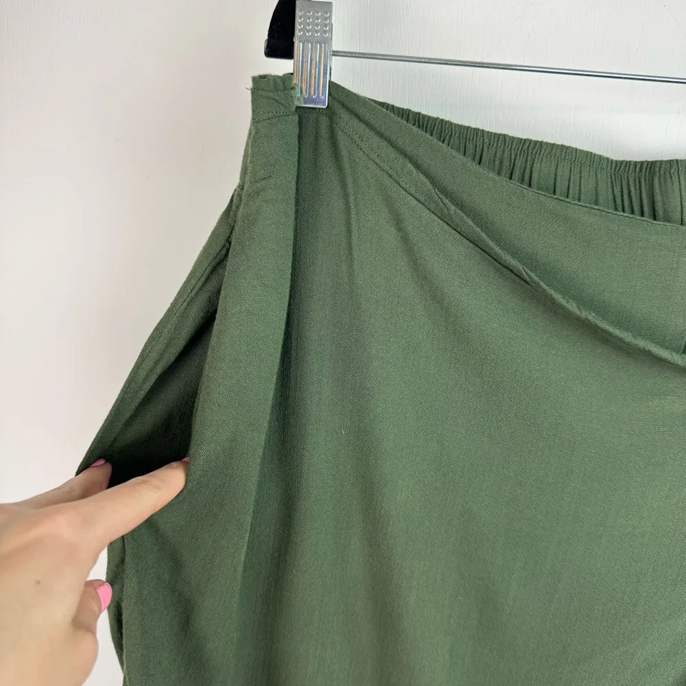 Torrid  Wrap Skirt Skort Sz 2X Olive Green O Ring Short Flowy - Image 5