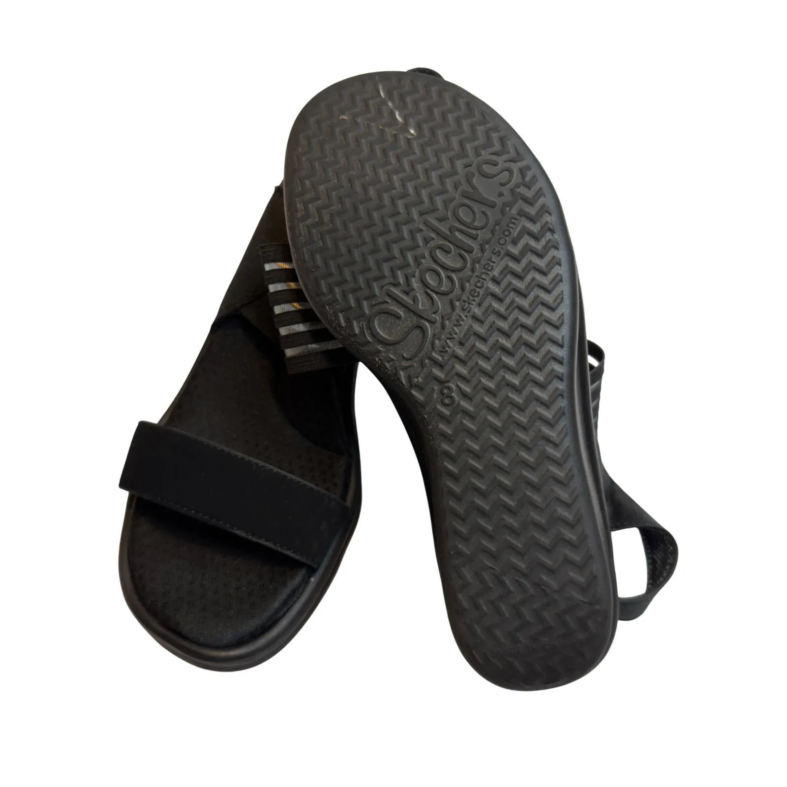 Skechers  Sandals Women's Black Memory Foam Wedge Slingback Comfortable Size 8 - Image 8