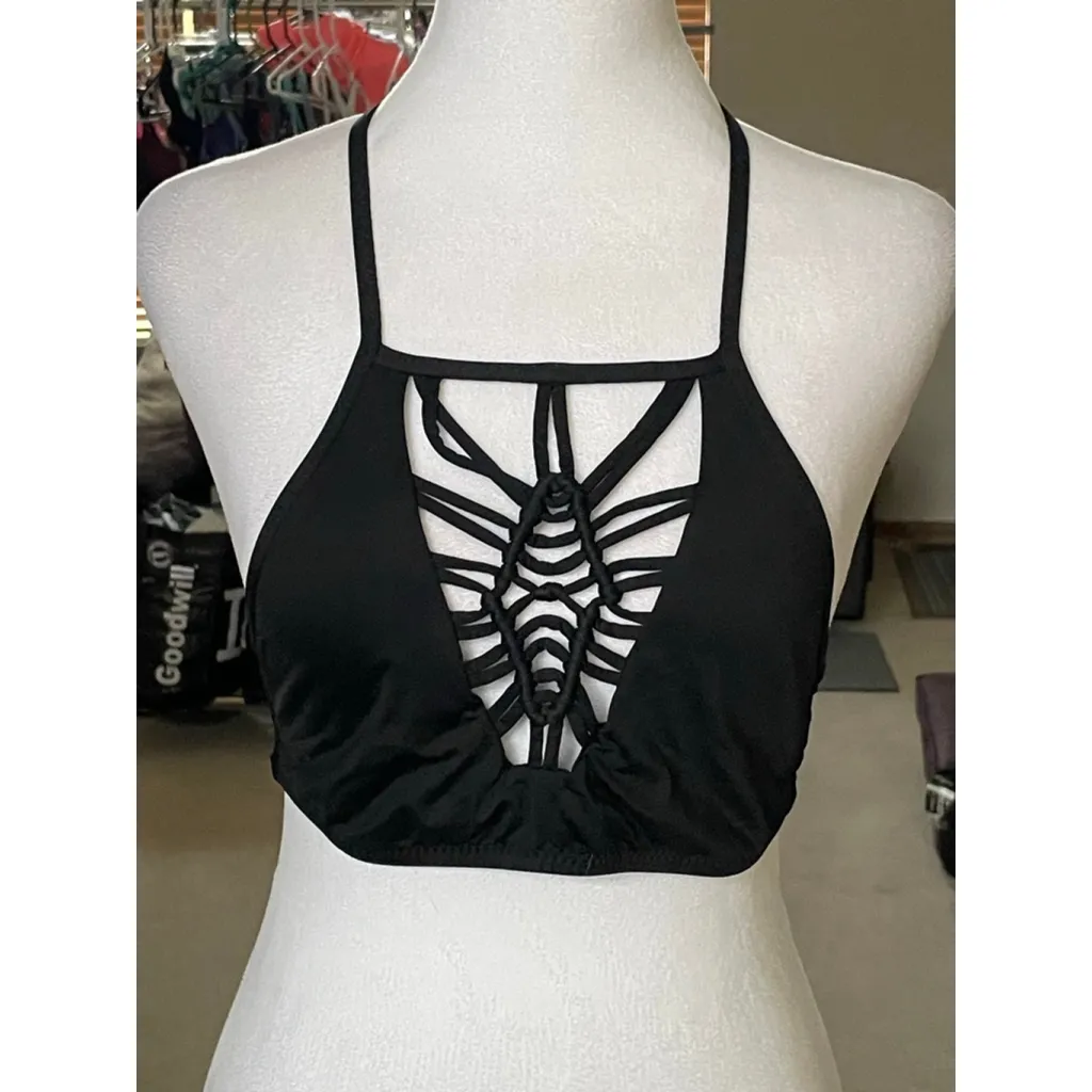 Women's BECCA Black Halter Bikini Top S - Image 2