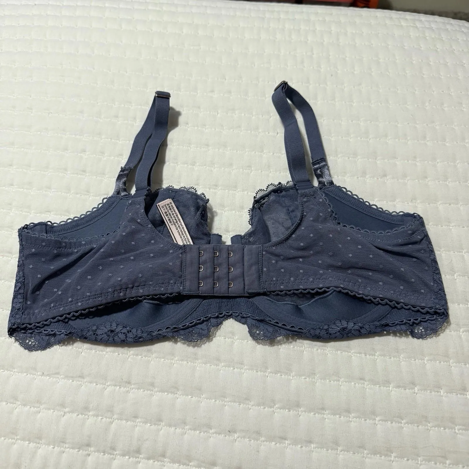 Victoria’s Secret Blue Semi Sheer Dot Bra 36DD Push-up Without Padding - Image 9