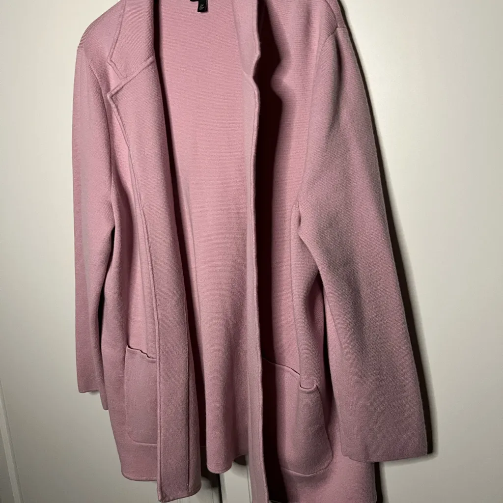 Talbots Blush Pink Merino Wool Blend Open Front Sweater Blazer 2X - Image 3