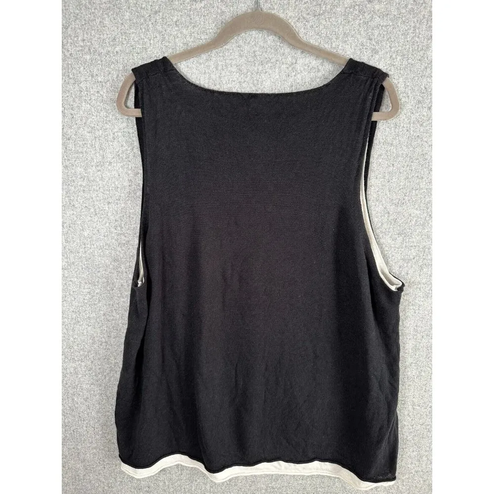 J. Jill 4X Tank Top Womens Black Cream Double Layer Sleeveless Linen Rayon Shirt - Image 5