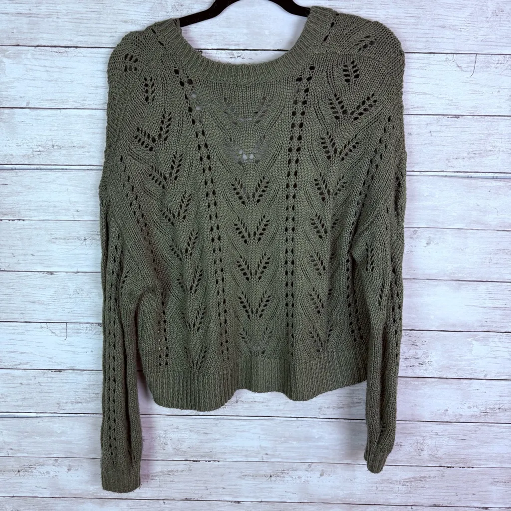 American Eagle V Neck Cardigan Green Size Large - Image 3