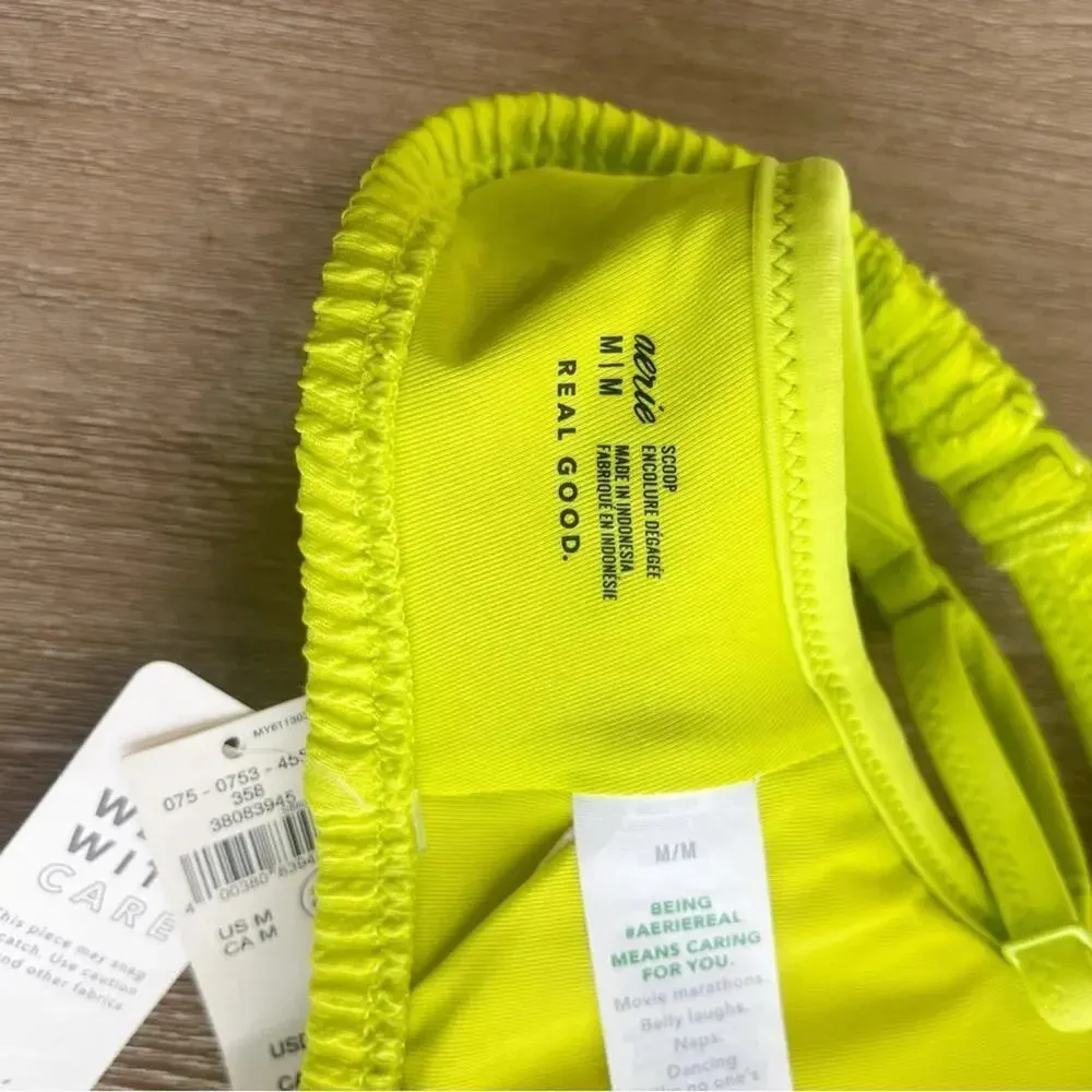 Aerie Crinkle Voop Binding Bikini Top in Lime Slush M NWT - Image 8