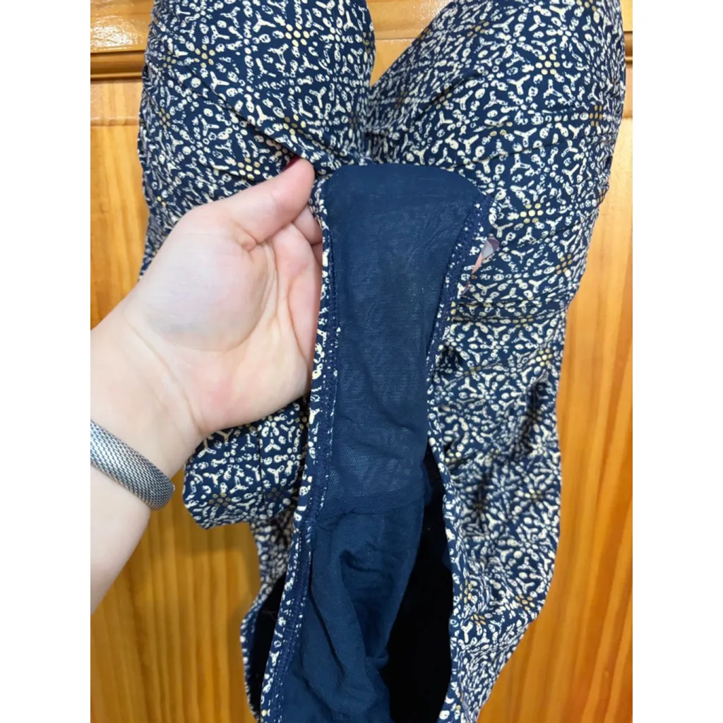 Nip Tuck Swim Navy Gold Print Halter One Piece Swimsuit US 10 AU 14 - Image 3