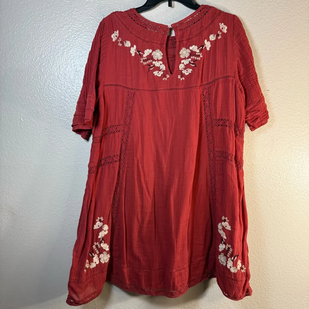 Free People perfectly Victorian Embroidered Mini Dress SZ:L - Image 6