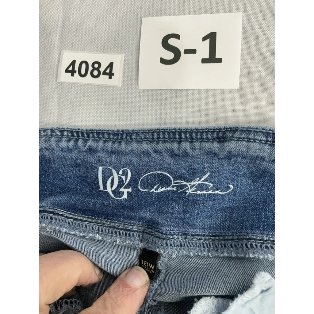 Womans DG2 Diane Gilman Blue Jeans 18w Compact Comfort Faded Flared Pull On - Image 3