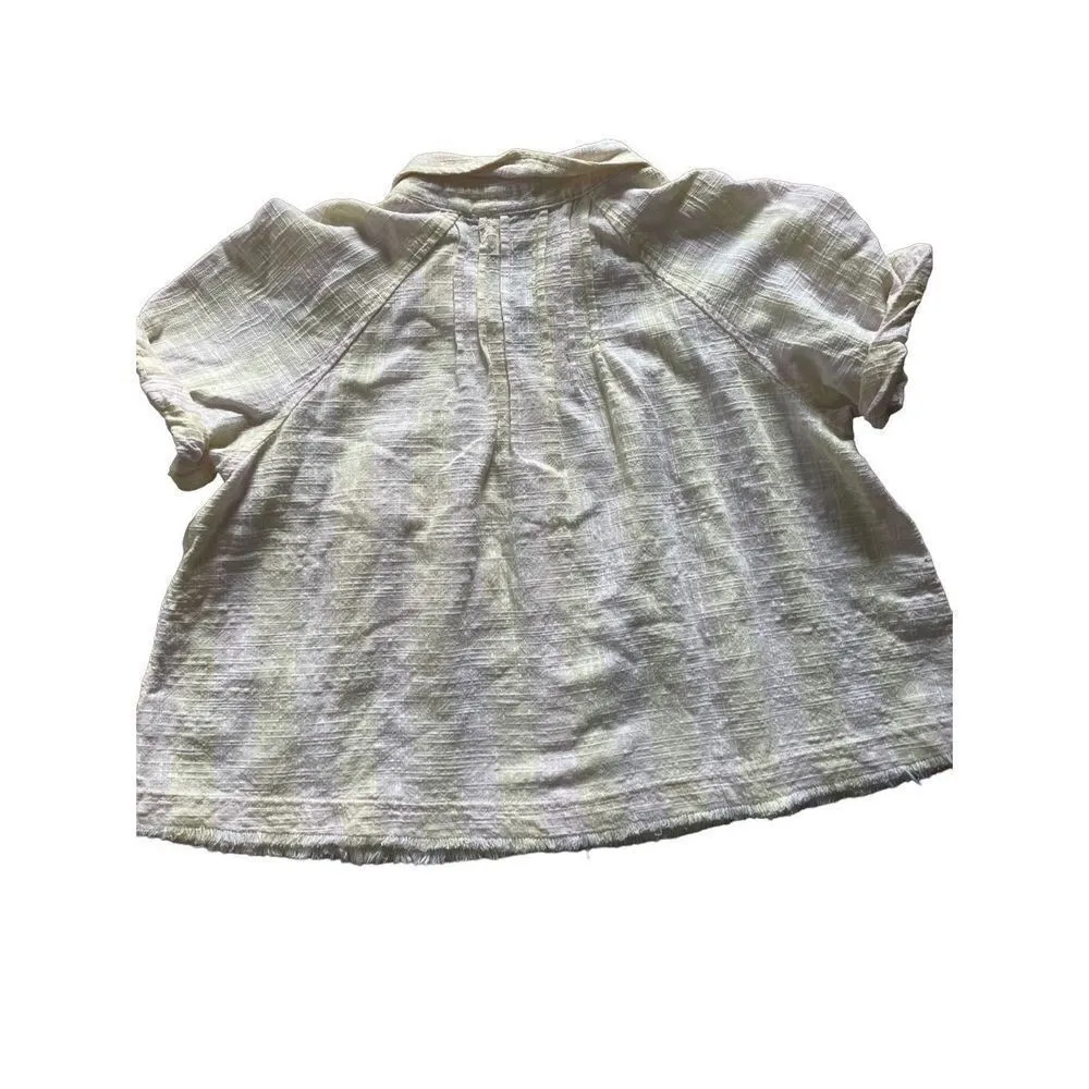 Free People We the free First Light Yellow Away at Sea Striped Frayed he… - Image 3