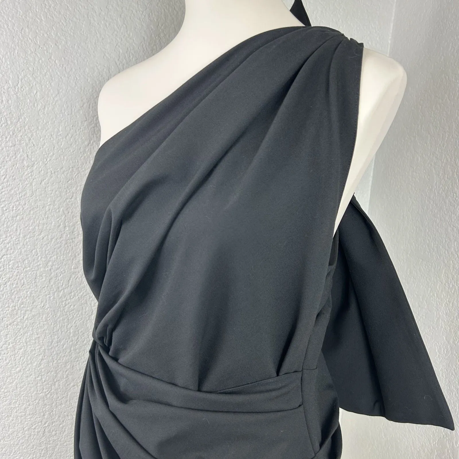 Zara Women's Mini Dress Twist Large Bow Ribbon in Black Cut Out Open Back XL - Image 4