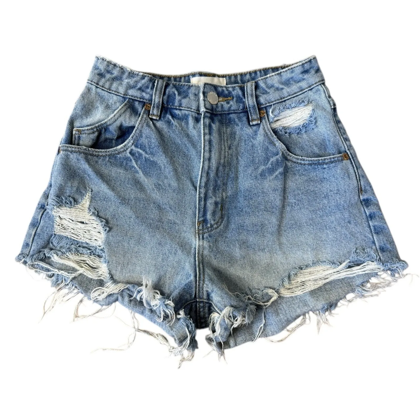 ROLLA’S Dusters High Rise Slim Cut Off Jean Shorts G’Day Mate Aussie 5 Size 23 Blue - Image 2