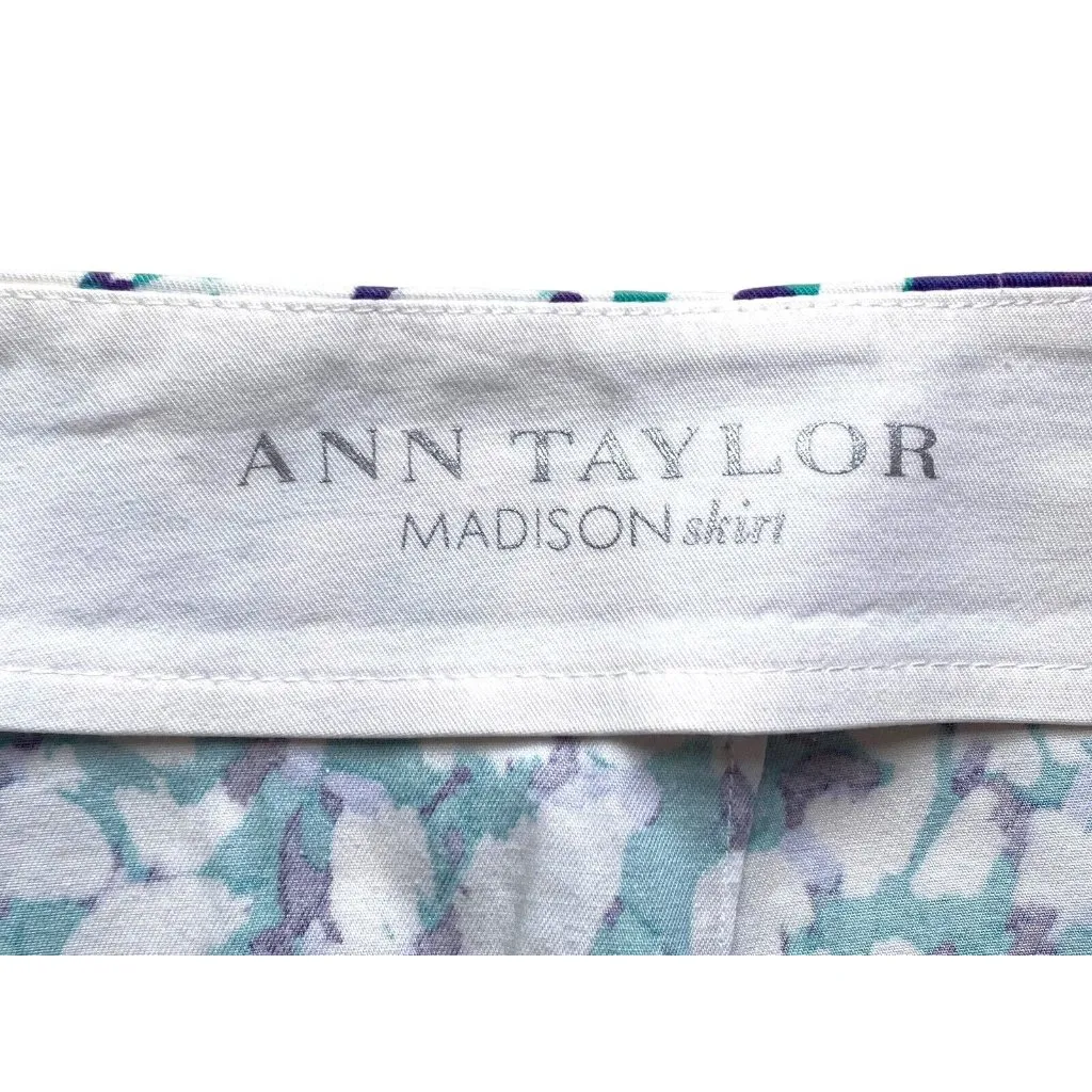 Ann Taylor Skirt Womens 14 Purple White Teal‎ Short Casual Madison Zip Closure - Image 6