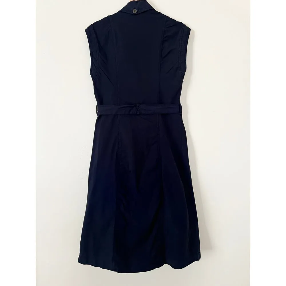 XCVI Women's Sleeveless Shirt Dress Belted Black Small Cotton Buttonup Lapel - Image 4