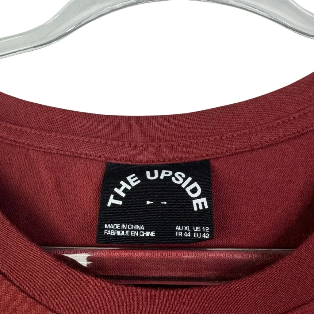 THE UPSIDE Logo Frill Muscle Tee Shirt Tank Maroon Ruffle Arrow‎ Sleeveless 12 Red - Image 6