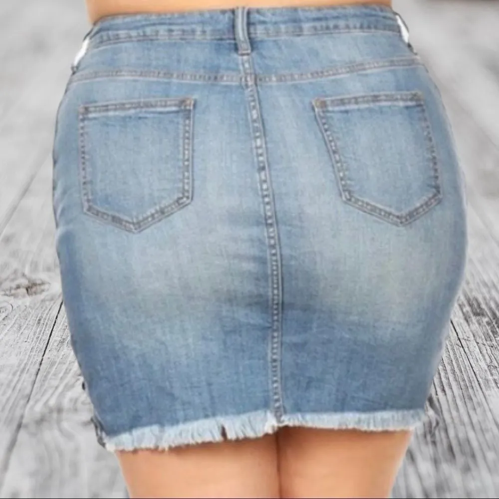 Aphrodite jean skirt! Lace up side effect! NWT - Image 4