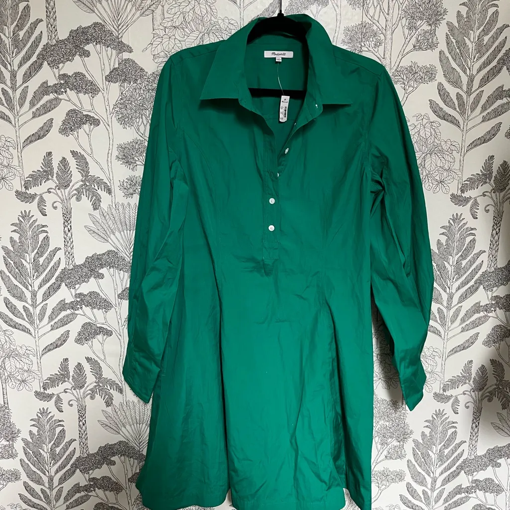 Madewell green poplin Shirtdress 10 NWT - Image 3