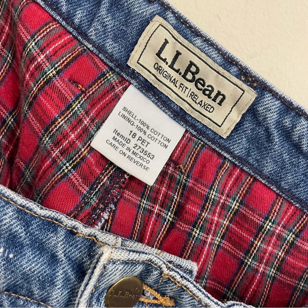 L.L. Bean Vintage Flannel Lined Jeans Size 18 Petite Made in Mexico - Image 11
