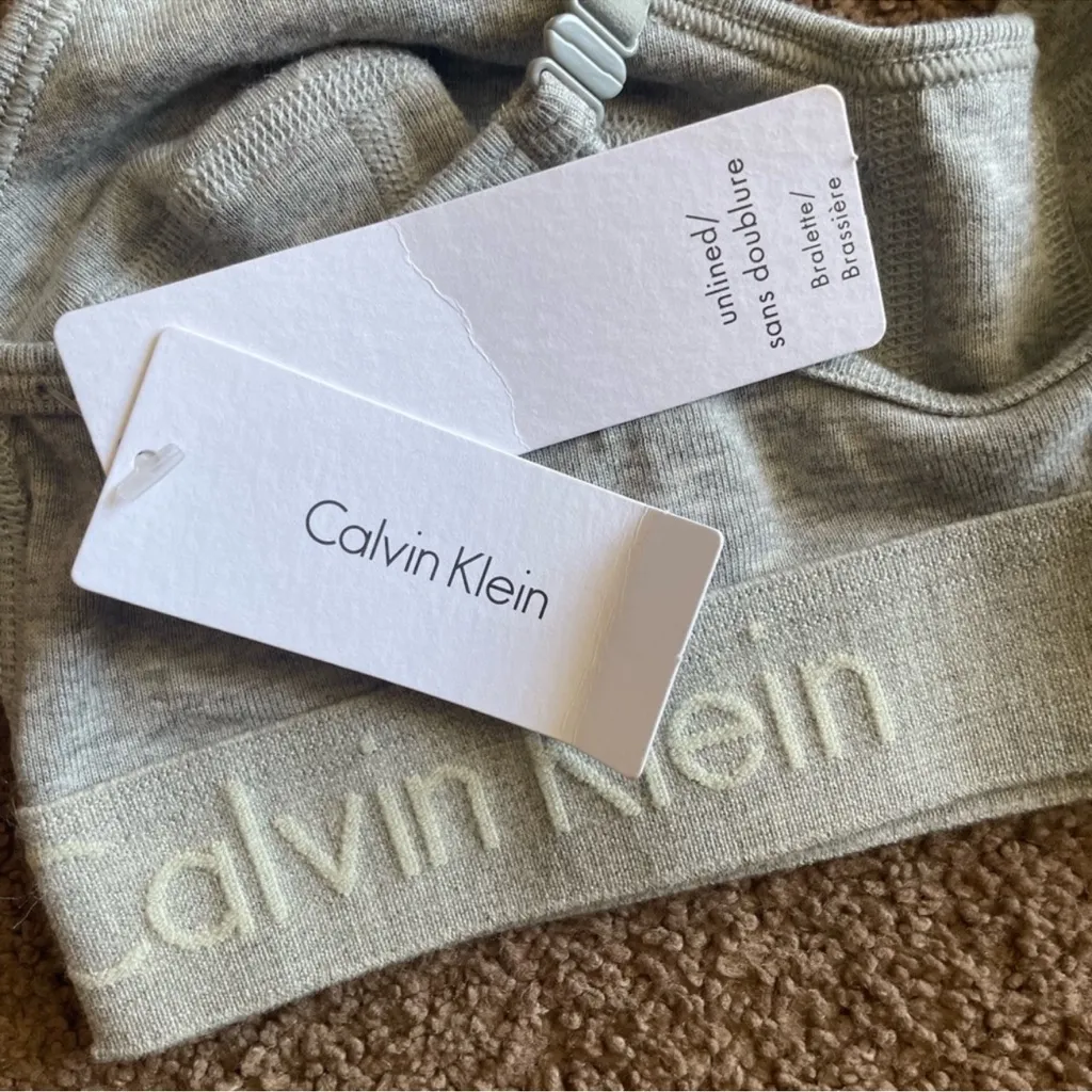 Calvin Klein Gray Logo Cotton Bralette Size M - Image 3