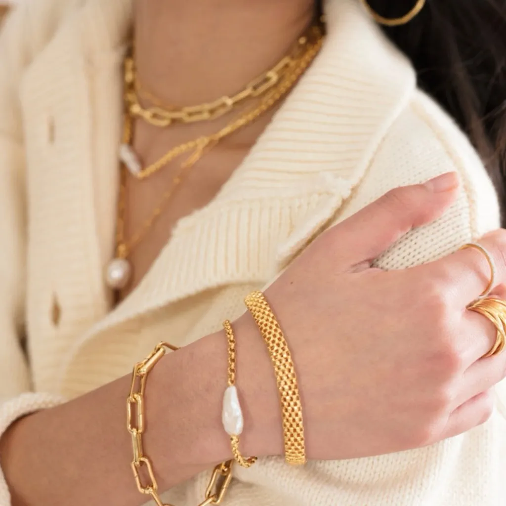 Monica Vinader Biwa Pearl Bracelet Yellow Gold Vermeil - Image 8