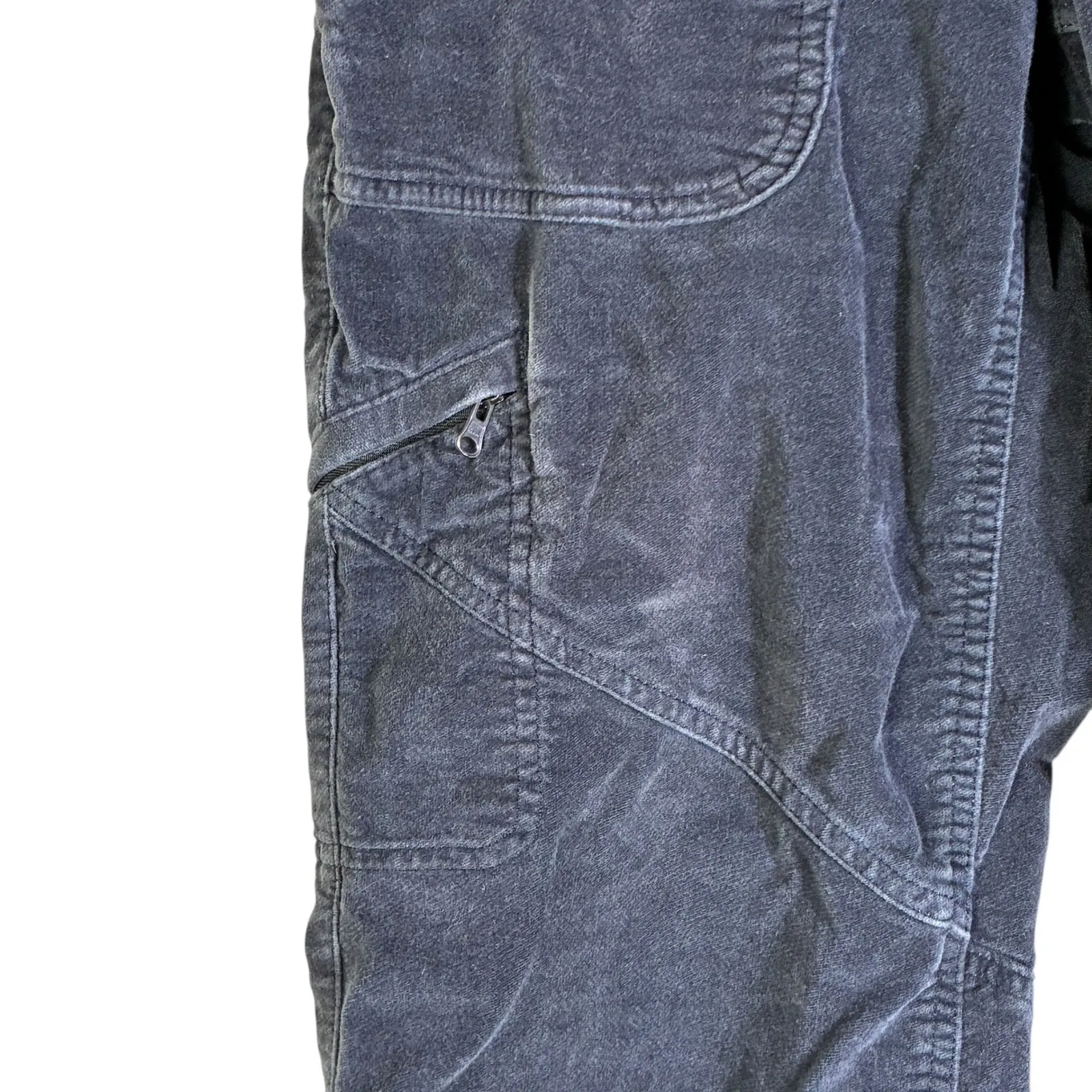 Athleta Velvet Cargo Pants Navy Blue Women's Size 4 Straight Leg Zip Pockets - Image 4