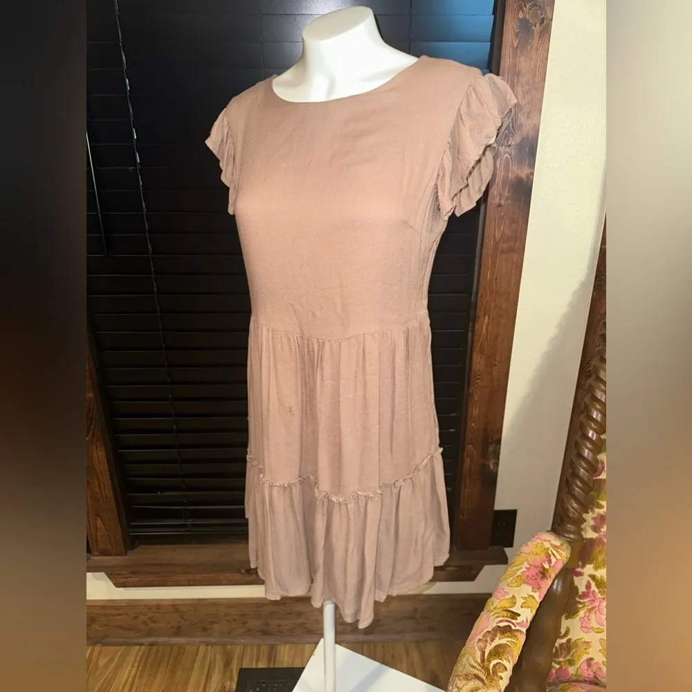 Her Entire Name Says Grace Brown Babydoll Dress Small Tan - Image 5