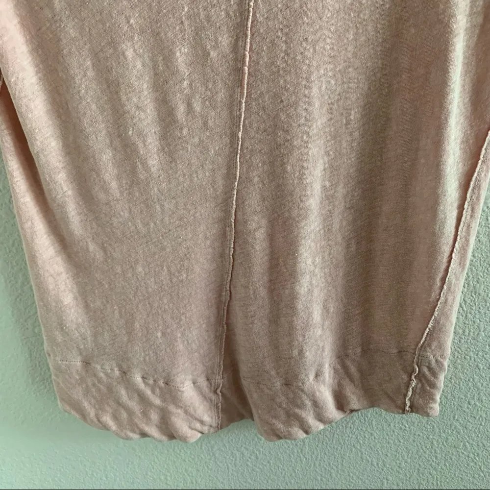 We the Free Free People The Posh Tee Pink Collar Linen Blend V Neck Top XS - Image 12