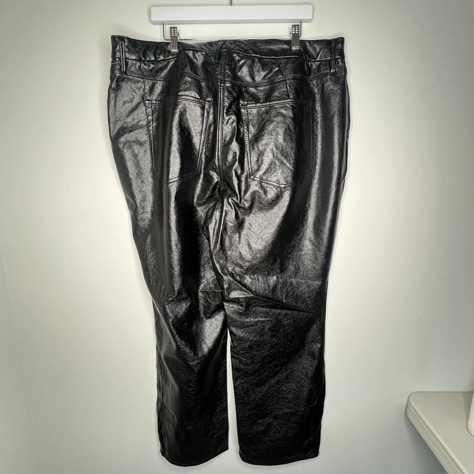 Good American Black Faux Textured Leather Pants Curve Plus Size 16 - Image 4