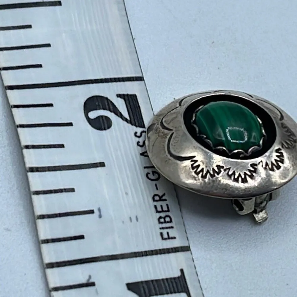 Teddy Goodluck Navajo shadow box clip style earrings. Green - Image 5