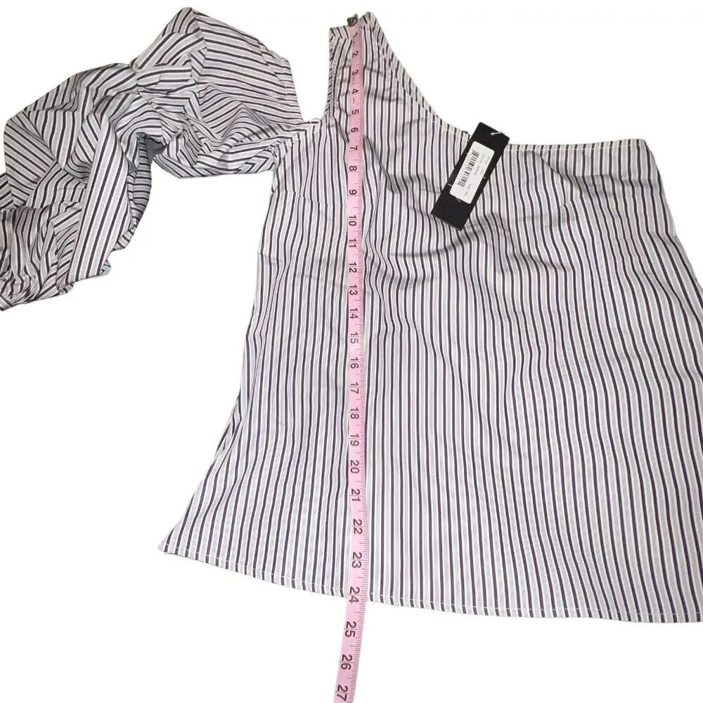 NWT Petersyn Lara Striped Top One Shoulder Tiered Sleeved Top in Empire Women XS Blue - Image 11