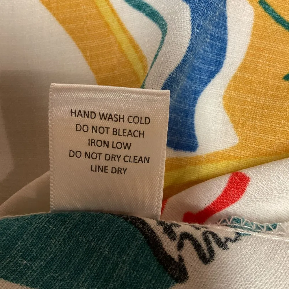 Sweet Rain Women's Abstract Print Wrap Blouse S‎ White Kimono Sleeve Summer - Image 7