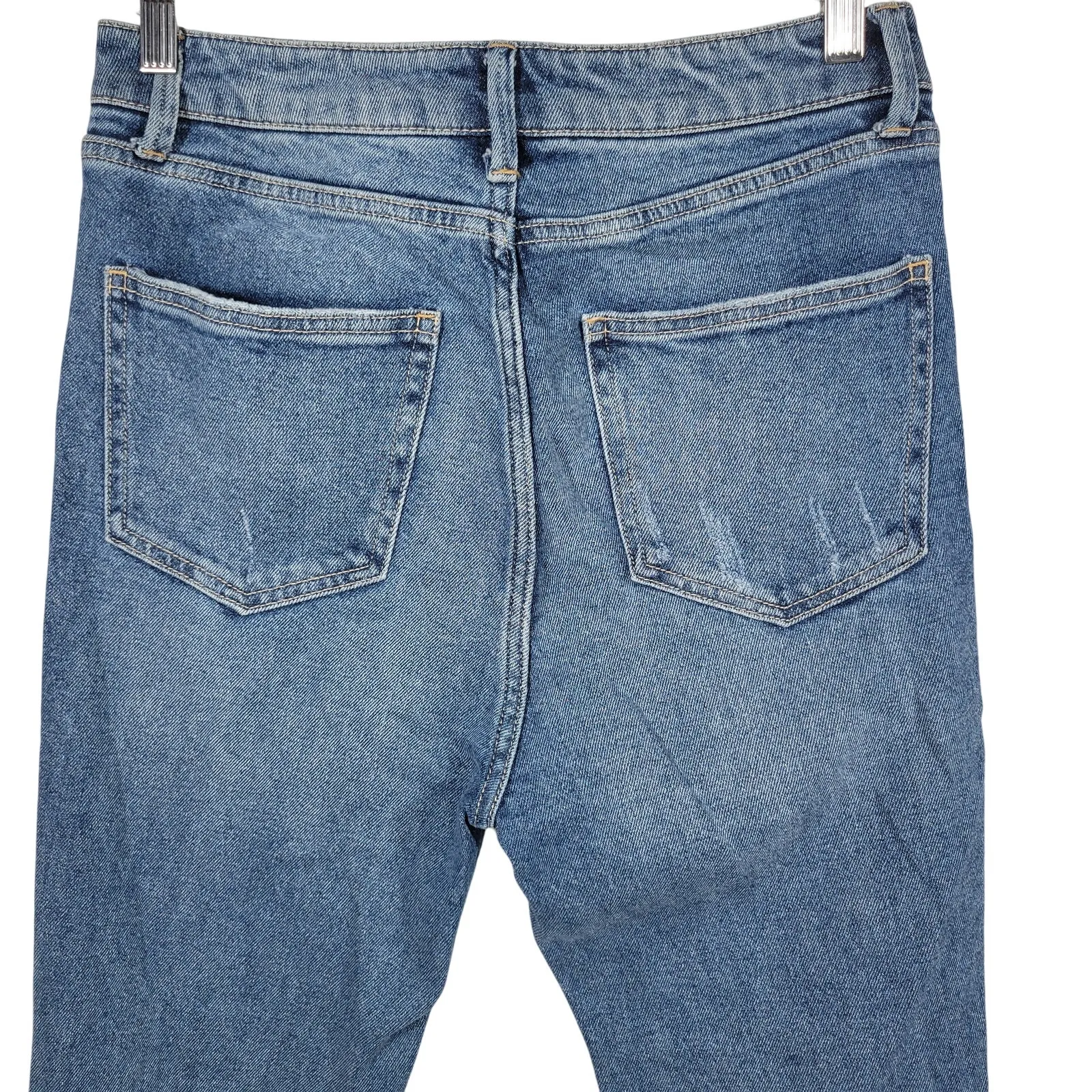 AFRM Womens Bell Bottom Jeans Size 28 Distressed High Rise Flare Denim Blue - Image 7