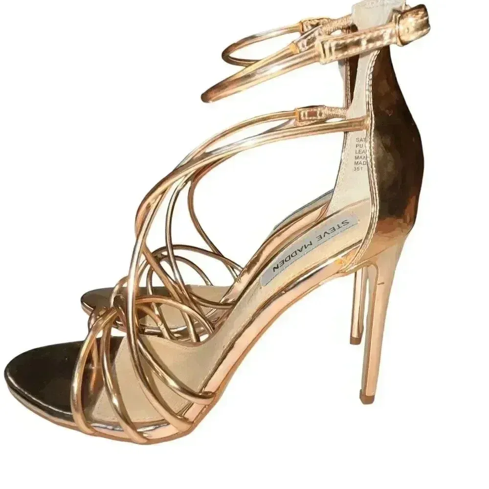 Steve Madden Women’s Satya‎ Metallic Rose Gold Sexy Elegant Strap Stiletto Heel - Image 5
