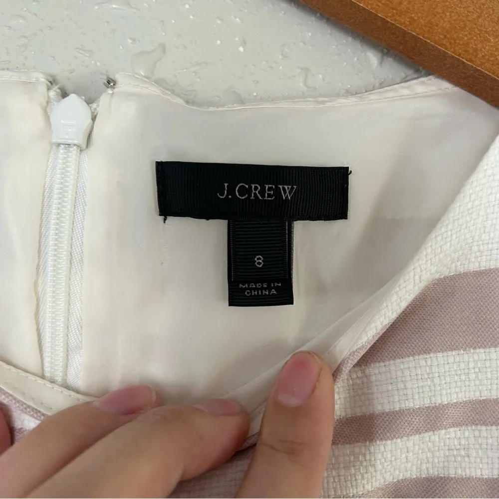 J. Crew Cream Pink Striped Cap Sleeve Mini Dress Formal Size 8 - Image 2
