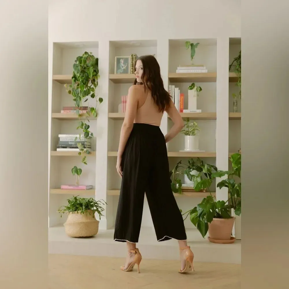 CAROLINA BENOIT MARRAKECH BLACK PANTS WITH PEARLED HEM SMALL Black - Image 16