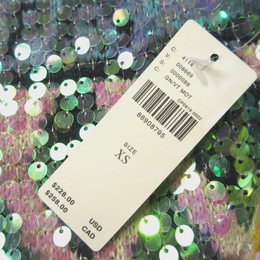 NWT Anthropologie Maeve Patterned Sequin Oversized Cardigan Sweater XS - Image 6