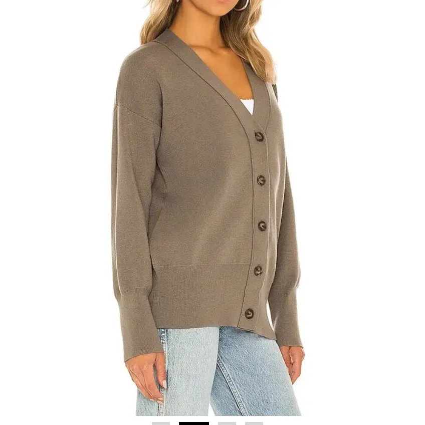 One Grey Day Emory Boyfriend Cardigan Button Front Relaxed Fit Size M Olive Grey Gray Size M - Image 5