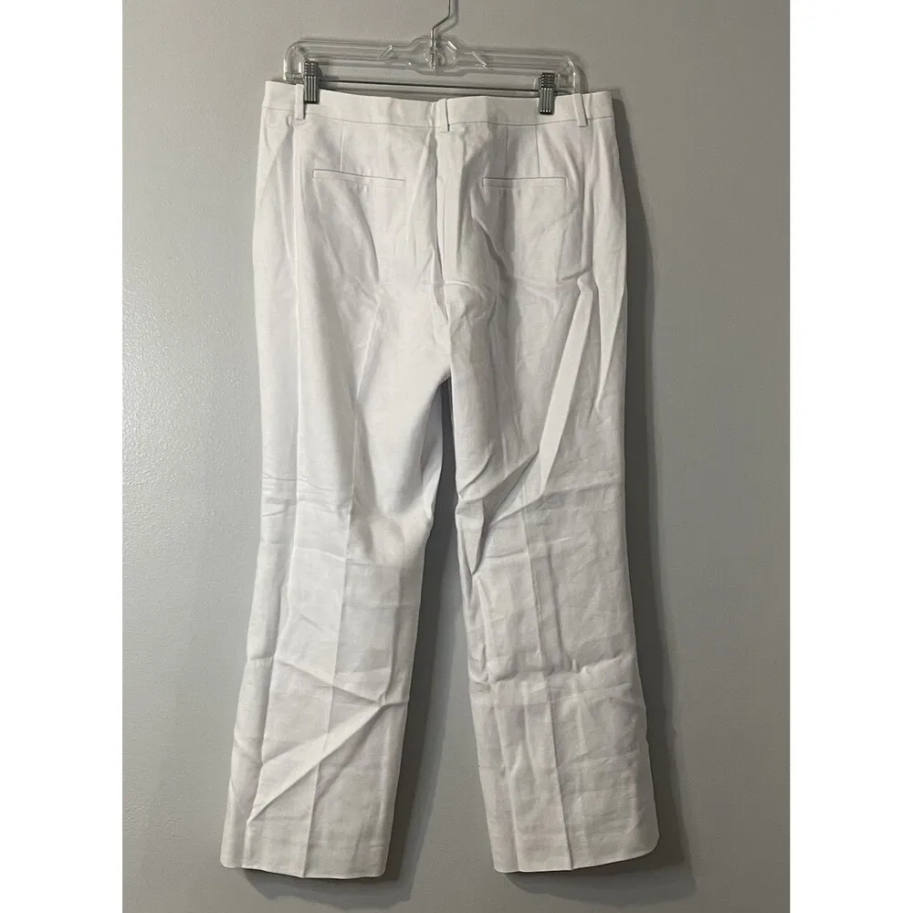 J.CREW Kaya Pant in Stretch Linen Blend Size 10 White NEW Coastal Comfort CI425 - Image 6