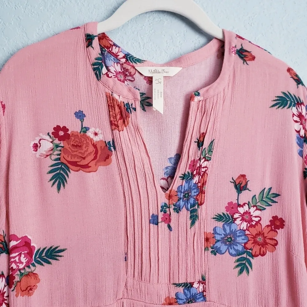 Matilda Jane Long Sleeve Coral Floral Let's Go Out Dress - Image 4