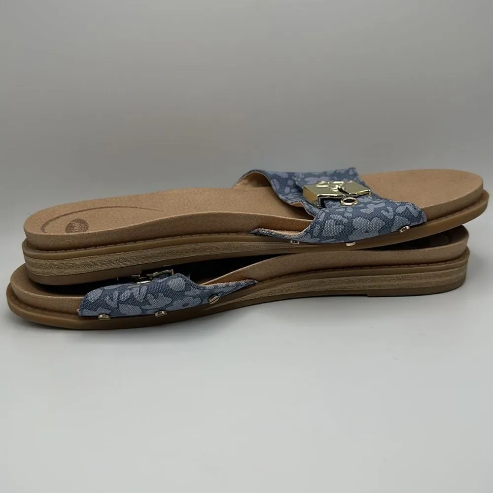 Dr Scholl's Women's Originalist Slide Flat Sandal Chambray Garden Floral Sz 6.5 Blue - Image 3