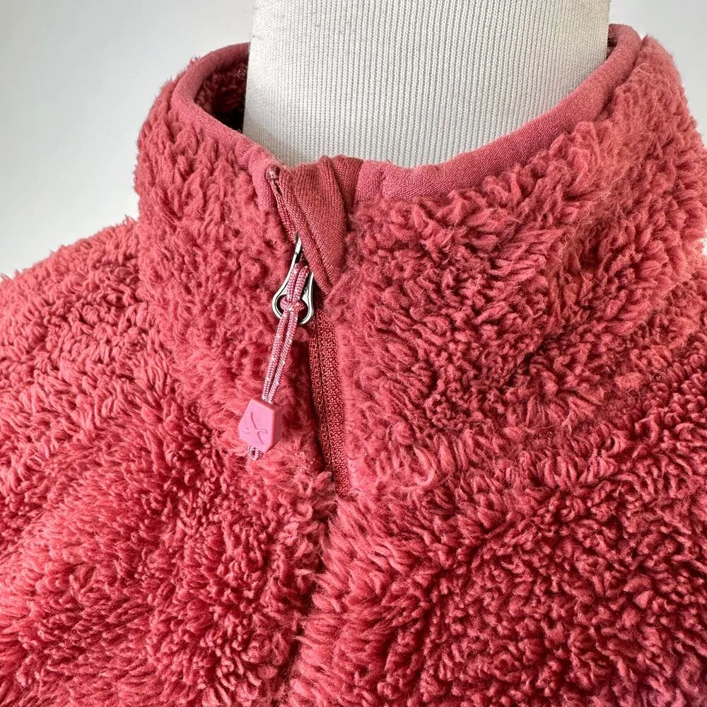 Eddie Bauer Mauve Fleece Furry Quarter Zip Pullover Size Medium - Image 3