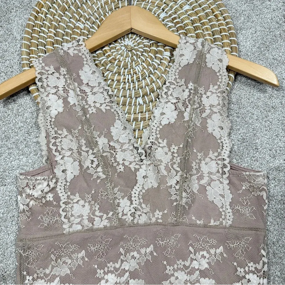 Gimmicks by BKE Floral Mesh Lace Tank Top Cream Valentine Cottagecore Size XS - Image 8