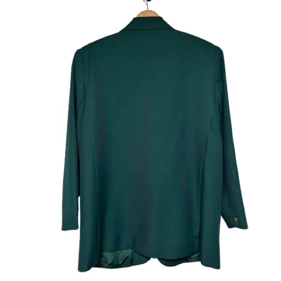 Vintage Classic Collection Plus Size Green Long Length Blazer Jacket Size 16W - Image 2