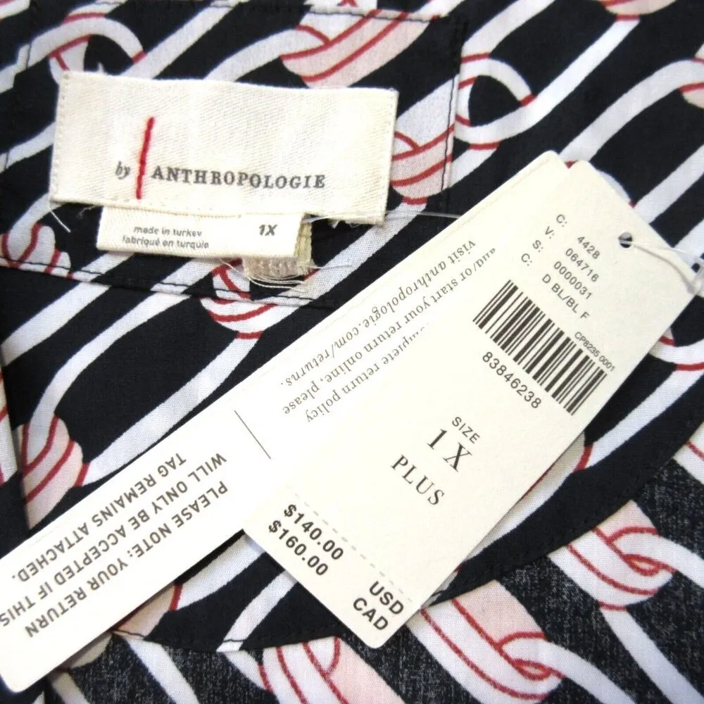 NWT by Anthropologie The Somerset Mini in Black Chain Link Print Dress 1X - Image 2