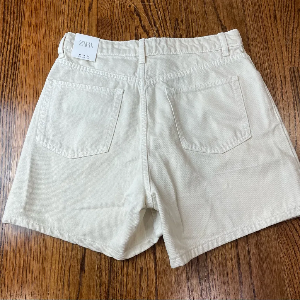 Zara Cream Jean Shorts NWT - Image 2