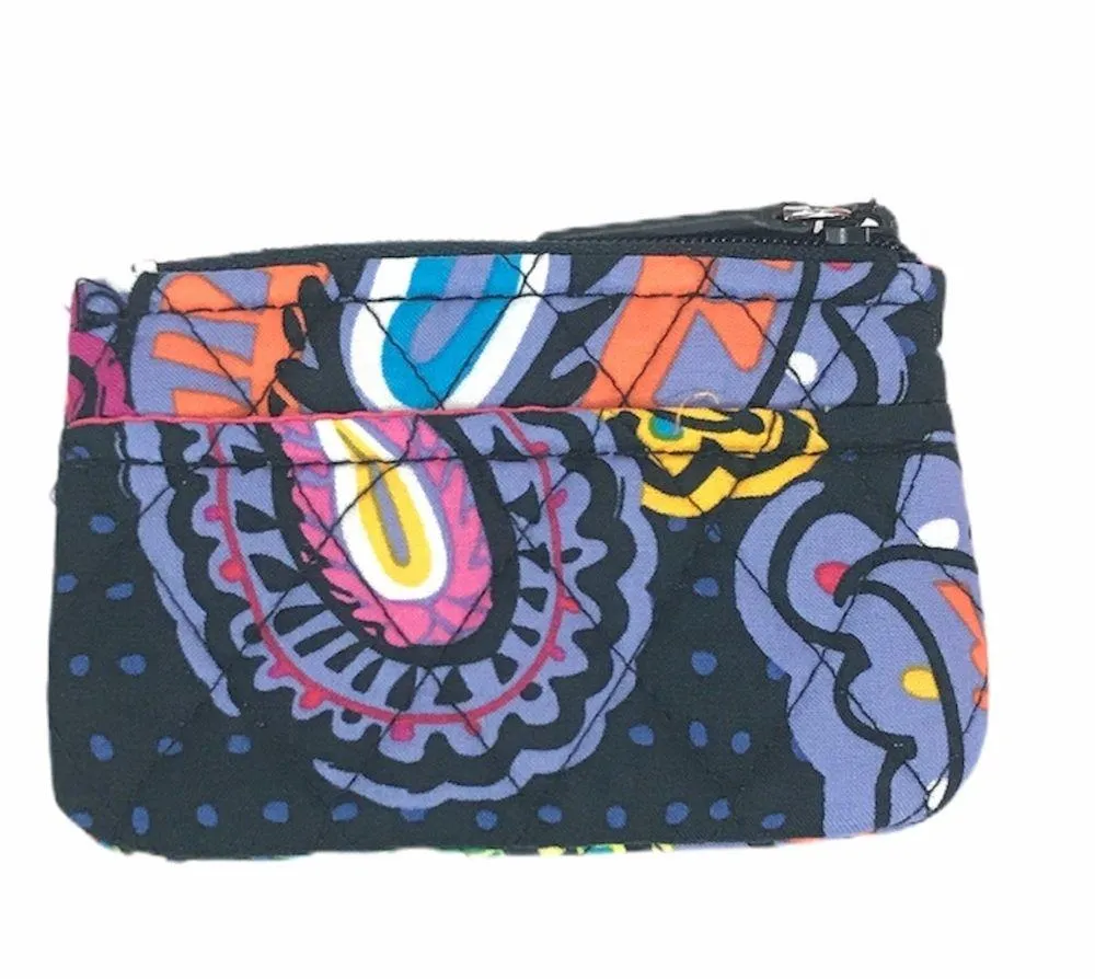 Vera Bradley Coin Purse In Twilight Paisley, Black, Pink - Image 3